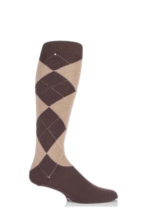 Mens 1 Pair Pringle of Scotland 80% Cashmere Argyle Pattern Knee High Socks