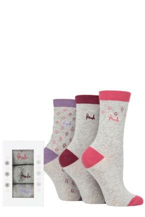 Ladies 3 Pair Pringle Patterned Socks with Christmas Snowflake Gift Box