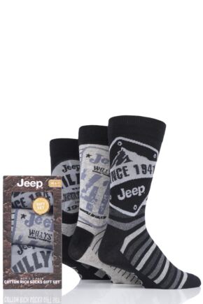 Mens 3 Pair Jeep Logo Gift Box Socks