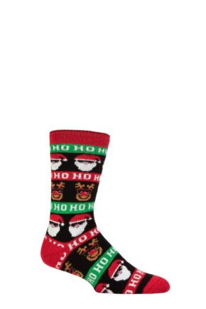 Mens 1 Pair SOCKSHOP Heat Holders 1.6 TOG Lite Christmas Socks