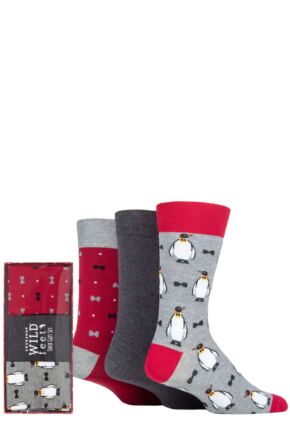 Mens 3 Pair SOCKSHOP Wildfeet Christmas Gift Boxed Socks