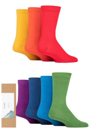 Mens 7 Pair Thought Colours of the Rainbow Bamboo and Organic Cotton Gift Boxed Socks